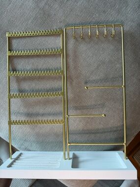Gold and White Jewelry Organizer Stand - Elegant Home Storage